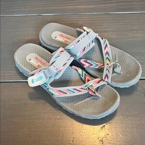 Skechers Gray Sandals with Colorful Chevron Straps